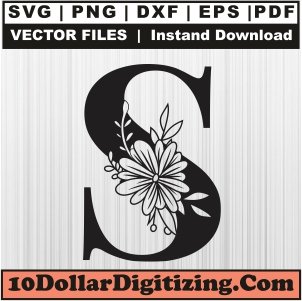 Floral-Letter-S-Svg,-Alphabet-Png-Vector,-Font-Svg-Cut-File-For-Cricut-Silhouette-Printable-Files