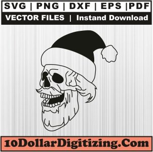 Santa-Claus-Skull-Svg,-Skull-Head-Png-Vector,-Skull-Svg-Cut-File-For-Cricut-Silhouette-Printable-Files