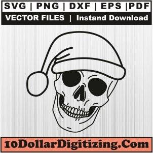 Santa-Hat-Skull-Svg,-Santa-Claus-Png-Vector,-Skull-Svg-Cut-File-For-Cricut-Silhouette-Printable-Files