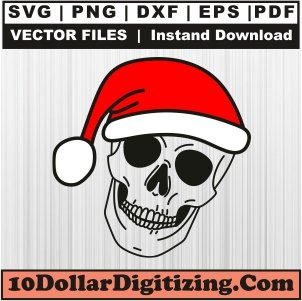 Santa-Hat-Skull-Png,-Skull-Face-Vector,-Santa-Claus-Svg-Cut-File-For-Cricut-Silhouette-Printable-Files
