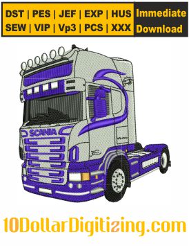 Scania-V8-Truck-Embroidery-Design