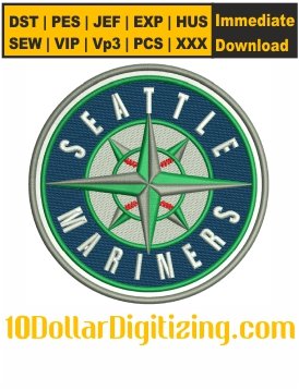 Seattle-Mariners-Embroidery-Design,-Baseball-Team-Embroidery-Pattern,-MLB-Team-Logo-Embroidery-Files,-Sports-Baseball-Team-Logo-Embroidery-Files-Instant-Donwload