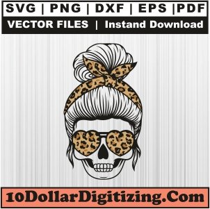 Messy-Bun-Skull-Png,-Skeleton-Mom-Vector,-Mom-Skull-Skeleton-Svg-Cut-File-For-Cricut-Silhouette-Printable-Files