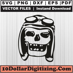 Skull-Pilot-Png,-Skull-Helmet-Vector,-Fighter-Pilot-Skull-Svg-Cut-File-For-Cricut-Silhouette-Printable-Files