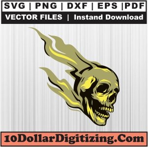 Skull-Flaming-Vector,-Skull-Fair-Png,-Skull-Svg-Cut-File-For-Cricut-Silhouette-Printable-Files