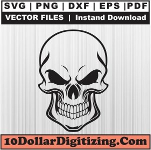 Skull-Face-Png-High-Resolution,-Skeleton-Vector,-Skull-Head-Svg-Cut-File-For-Cricut-Silhouette-Printable-Files