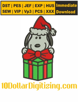 Snoopy-With-Christmas-Embroidery-Design
