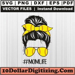 Softball-Mom-Messy-Bun-Svg-Download,-Softball-Png,-Mom-Life-Svg-Cut-File-For-Cricut-Silhouette-Printable-Files