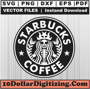 Starbucks-Coffee-Skull-Digital-Download-Art,-Starbucks-Coffee-Png-Vector,-Skull-Svg-Cut-File-For-Cricut-Silhouette-Printable-Files