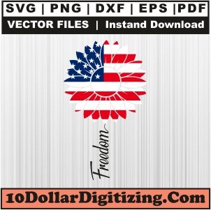 Sunflower-Flag-Freedom-Svg,-4th-Of-July-Png-Vector,-Patriotic-Day-Svg-Cut-File-For-Cricut-Silhouette-Printable-Files