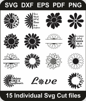 Sun-Flower-Svg-Pack,-Common-Sunflower-Png-Bundle,-Floral-Svg-Svg-Cut-File-For-Cricut-Silhouette-Printable-Files