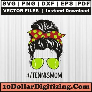 Tennis-Mom-High-Resolution-Png-Download,-Tennis-Messy-Bun-Svg-Cut-File-For-Cricut-Silhouette-Printable-Files