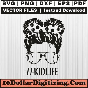 Tennis-Messy-Bun-KindLife-Png,-Tennis-KindLife-Svg-Vector,-Tennis-Mom-Svg-Cut-File-For-Cricut-Silhouette-Printable-Files