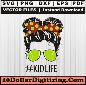 Tennis-Messy-Bun-KindLife-Svg,-Sunglasses-Hairband-PNG-Vector,-Tennis-Mom-Svg-Cut-File-For-Cricut-Silhouette-Printable-Files