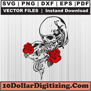 Skull-Lover-Svg,-Skull-Couple-Png-Vector,-Skull-with-Rose-Svg-Cut-File-For-Cricut-Silhouette-Printable-Files