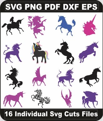 Unicorn-Horse-Svg-Bundle,-Unicorn-Png-Vector,-Horse-Svg-Cut-File-For-Cricut-Silhouette-Printable-Files