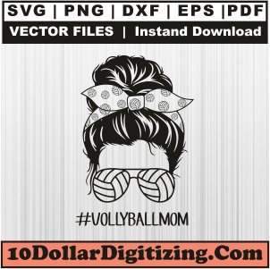 Messy-Bun-Volleyball-Mom-Png-Download,-Volleyball-Vector,-Sports-Svg-Cut-File-For-Cricut-Silhouette-Printable-Files