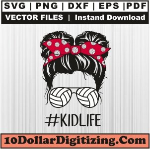 Volleyball-Mom-Messy-Bun-Svg,-Mom-KideLife-Png-Vector,-Volleyball-Svg-Cut-File-For-Cricut-Silhouette-Printable-Files