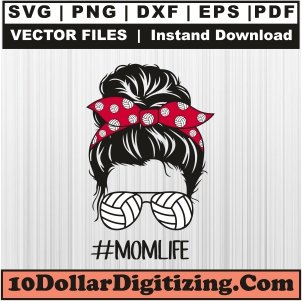 Volleyball-Mom-Messy-Bun-Png-Transparent,-Volleyball-Vector,-Mom-Life-Svg-Cut-File-For-Cricut-Silhouette-Printable-Files