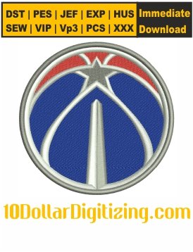 Washington-Wizards-Embroidery-Design,-NBA-Team-Embroidery-Pattern,-Basketball-Team-Logo-Embroidery-Files-Instant-Download