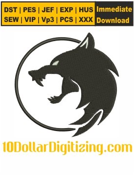 Witcher-Wolf-Logo-Embroidery-Design,-Witcher-Wolf-Symbol-Embroidery-Pattern,-The-Witcher-Wolf-Embroidery-Files-Instant-Download