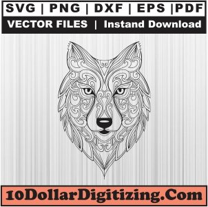 Wolf-Mandala-Svg,-Wolf-Head-Png-Vector,-Wolf-Face-Svg-Cut-File-For-Cricut-Silhouette-Printable-Files