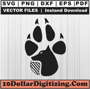 Wolf-Paw-Svg,-Paw-Print-Png-Vector,-Wolf-Animal-Paw-Svg-Cut-File-For-Cricut-Silhouette-Printable-Files