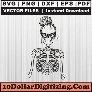 Woman-Skeleton-Svg,-Lady-Skeleton-Png-Vector,-Skull-Svg-Cut-File-For-Cricut-Silhouette-Printable-Files
