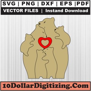 Wooden-Bear-Family-Puzzle-Png,-Bears-Vector,-Bear-Animal-Svg-Cut-File-For-Cricut-Silhouette-Printable-Files