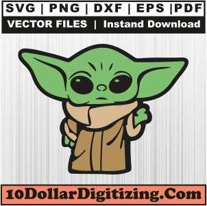 Yoda-Baby-Vector,-Grogu-Png,-Cartoon-Svg-Cut-File-For-Cricut-Silhouette-Printable-Files