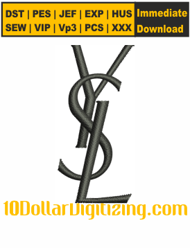 Yves-Saint-Laurent-Logo-Embroidery-Design,-YSL-Logo-Embroidery-Pattern,-Brand-Logo-Embroidery-Files-Instant-Download