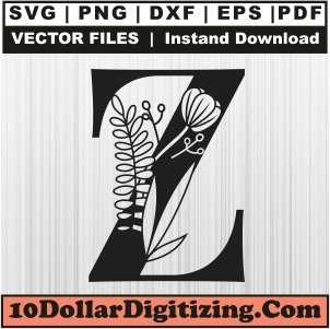 Floral-Letter-Z-Svg,-Alphabet-Letter-Png-Vector,-Flower-Monogram-Font-Svg-Cut-File-For-Cricut-Silhouette-Printable-Files