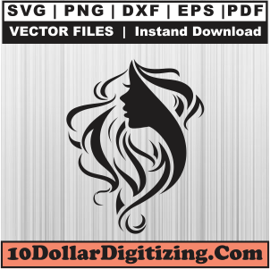 Lady-Face-With-Hair-Svg,-Face-with-Hair-Png-Vector,-Womans-Head-decal-Svg-Cut-File-For-Cricut-Silhouette-Printable-Files