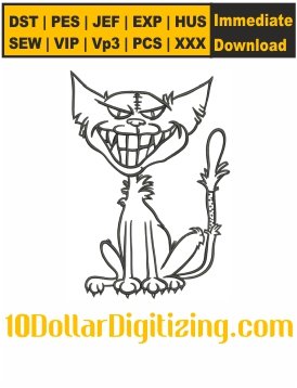 Halloween-Zombie-Bad-Cat-Embroidery-Design,-Halloween-Cat-Embroidery-Files-Instant-Download