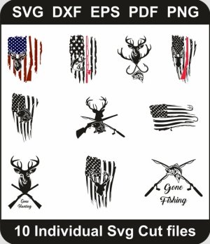 Hunting-Svg-Pack,-Deer-Hunting-Png-Bundle,-Fishing-Svg-Cut-File-For-Cricut-Silhouette-Printable-Files