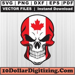 Skull-Canada-Flag-Svg,-Skull-Flag-Png-Vector,-Canadian-Flag-Skull-Svg-Cut-File-For-Cricut-Silhouette-Printable-Files
