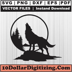 Wolf-Howling-Svg,-Wolf-Png-Vector,-Animal-Svg-Cut-File-For-Cricut-Silhouette-Printable-Files