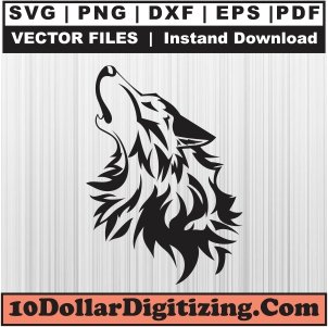 Wolf-Head-Svg,-Howling-Wolf-Png-Vector,-Wolf-Animal-Svg-Cut-File-For-Cricut-Silhouette-Printable-Files